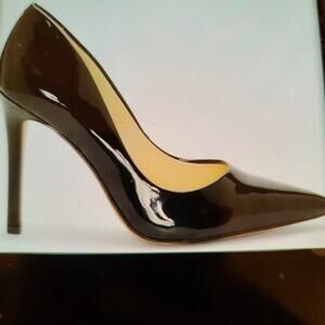 Jessica Simpson Womens Stilleto Heel Shoes Black Faux Patent Leather Sz 9 M